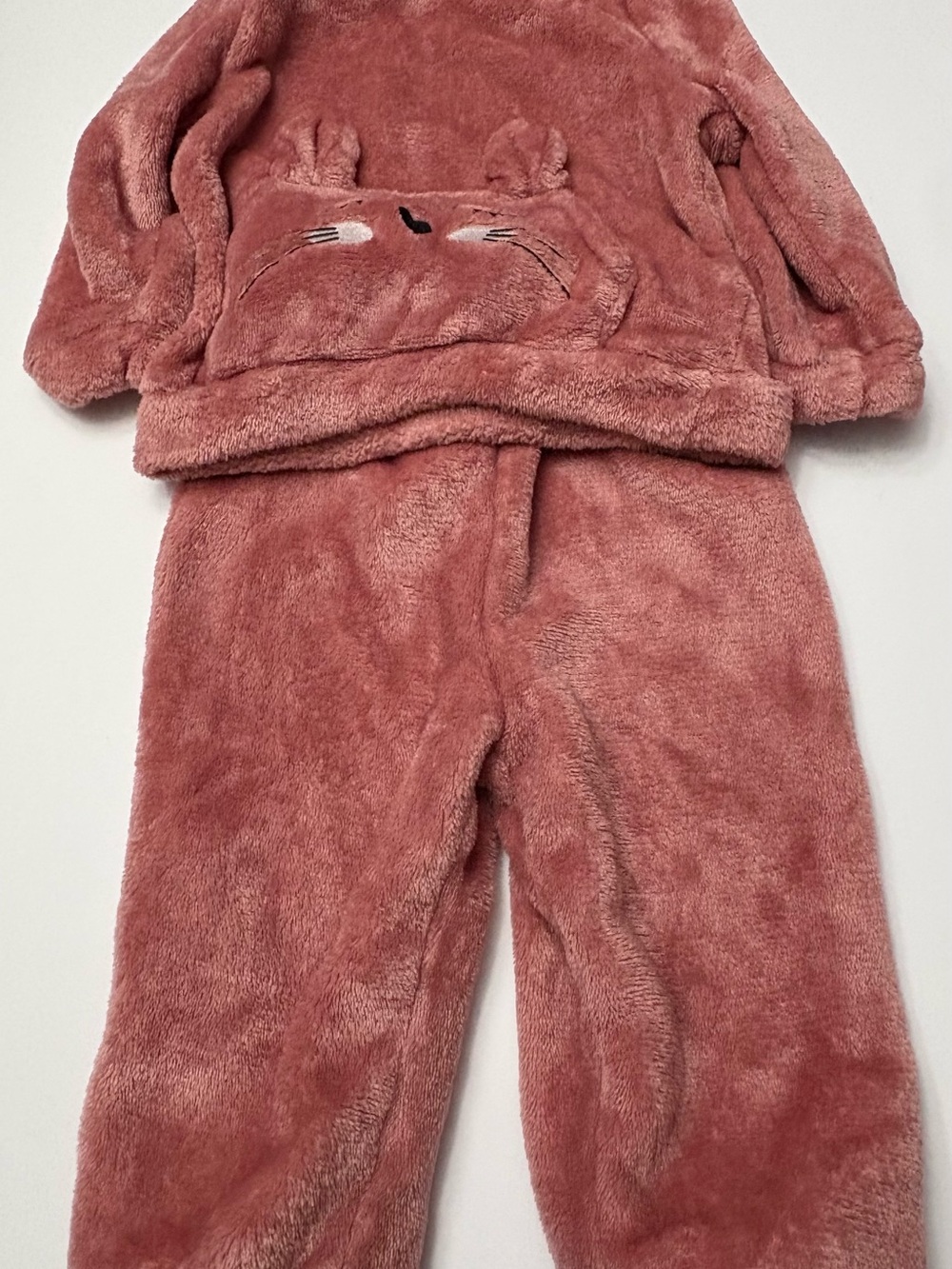 SHEIN Plush Two-Piece Kids Pajama Set - Dusty Rose